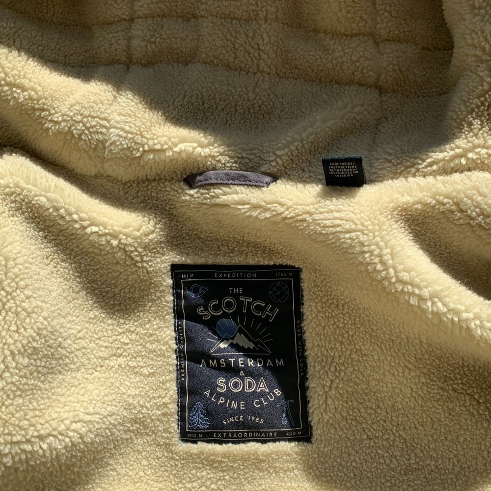 Scotch & Soda Men's Classic Parka with Teddy Lining, Steel Size M - Picture 4 of 12
